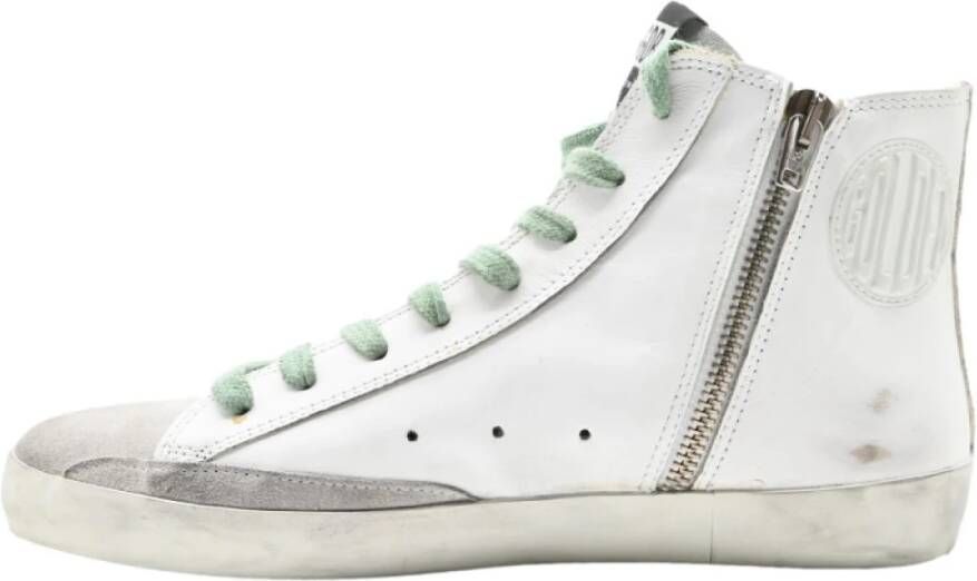 Golden Goose Witte Glitter Groene High Top Sneakers White Dames