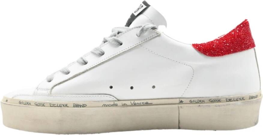 Golden Goose Witte Glitter Rode Hi-Star Sneakers White Dames