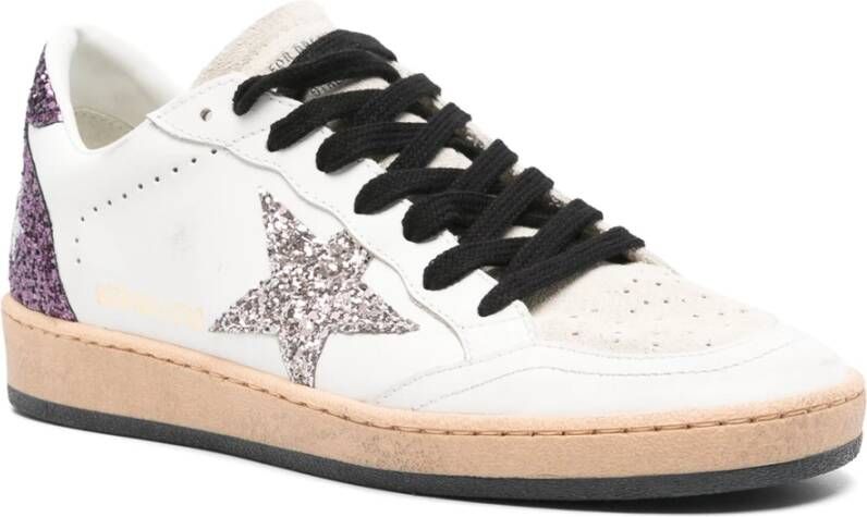 Golden Goose Witte Glitter Sneakers Paarse Patch White Dames