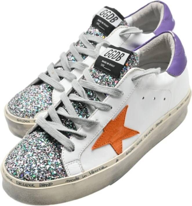 Golden Goose Witte Glitter Violet Oranje Sneakers White Dames