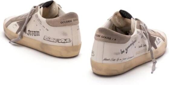 Golden Goose Witte Graffiti Ster Sneakers Beige Dames