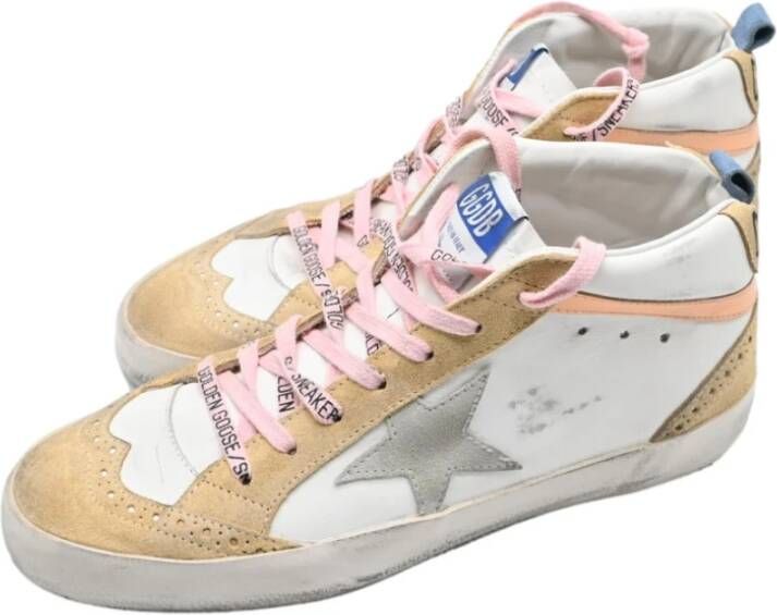 Golden Goose Witte Grijze Ster en Beige Sneakers Beige Dames