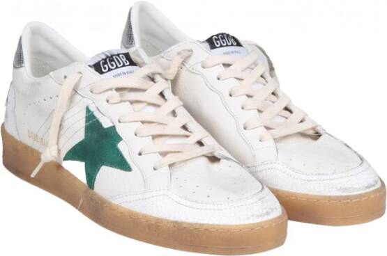 Golden Goose Witte Groene Leren Sneakers met Suède Ster White Heren