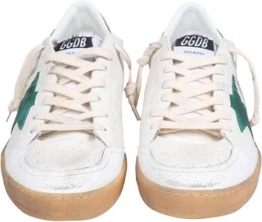 Golden Goose Witte Groene Leren Sneakers met Suède Ster White Heren