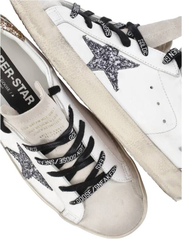 Golden Goose Witte Leren Glitter Ster Sneakers White Dames