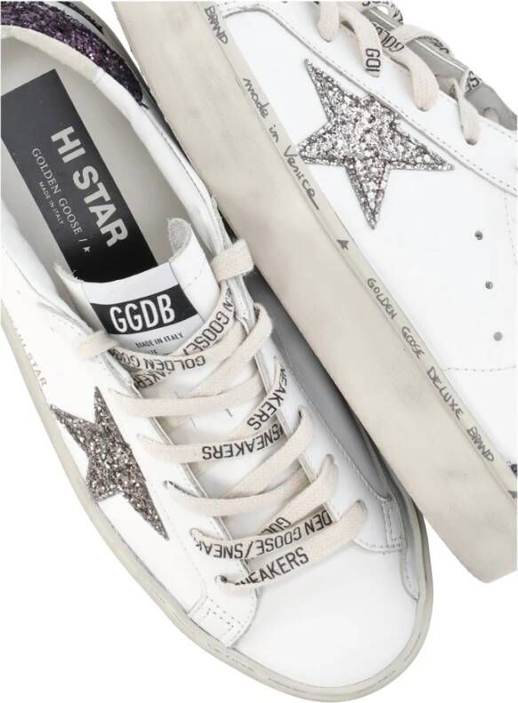 Golden Goose Witte Leren Glitter Ster Sneakers White Dames