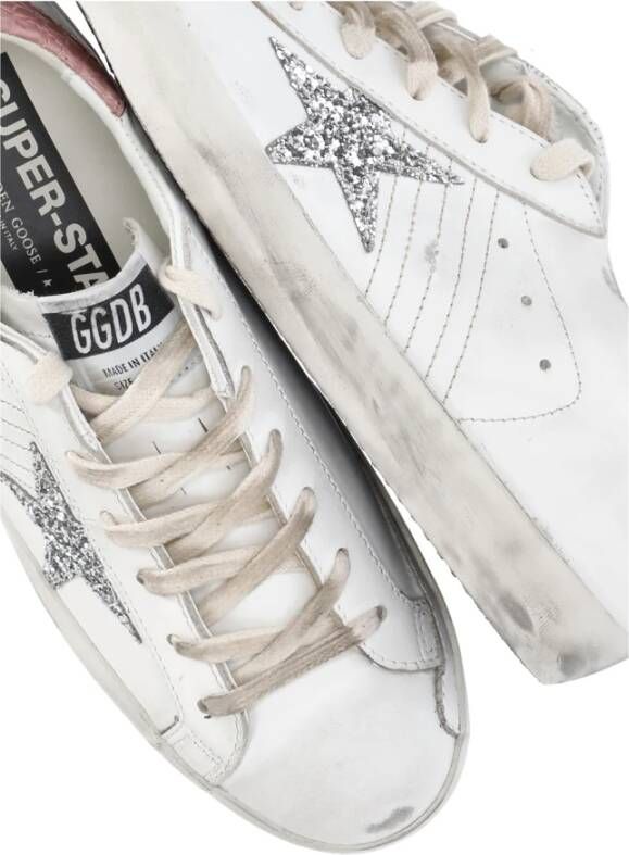 Golden Goose Witte Leren Glitter Ster Sneakers White Dames