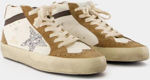 Golden Goose Witte Leren Mid Star Sneakers White Dames