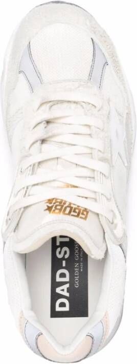 Golden Goose Witte Leren Patch Design Veterschoenen Beige Dames