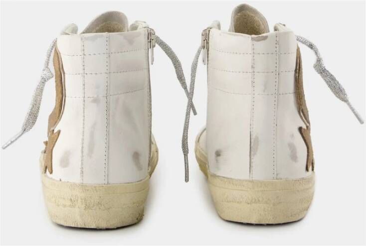 Golden Goose Witte Leren Slide Sneakers met Messing Details White Dames