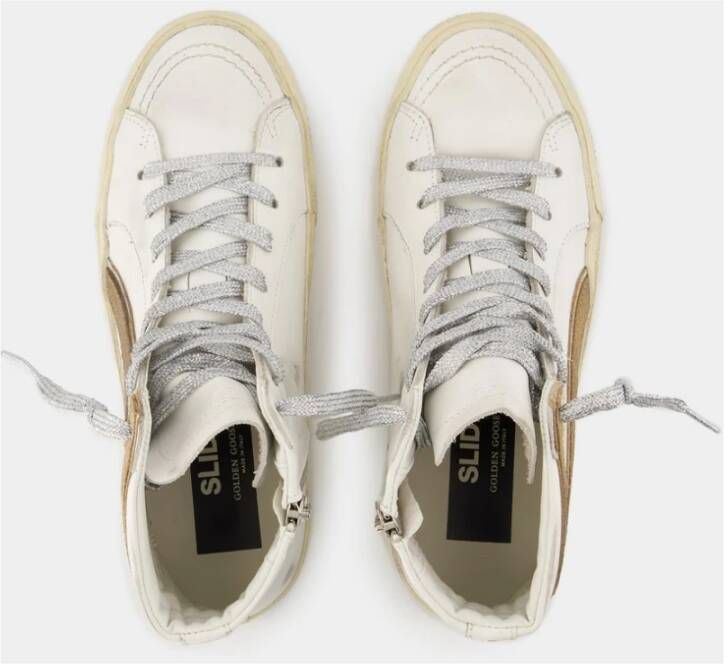 Golden Goose Witte Leren Slide Sneakers met Messing Details White Dames