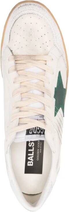 Golden Goose Witte Leren Sneakers Groene Ster White Heren