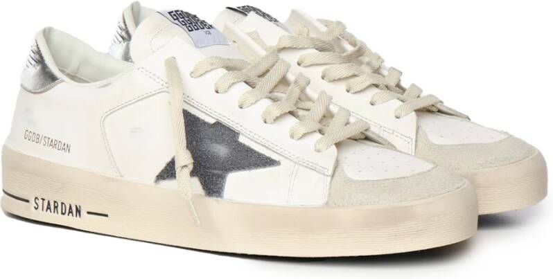 Golden Goose Witte Leren Sneakers met Platte Zool White Heren