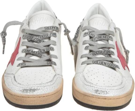 Golden Goose Witte Leren Sneakers met Roze en Groene Accenten Multicolor Dames