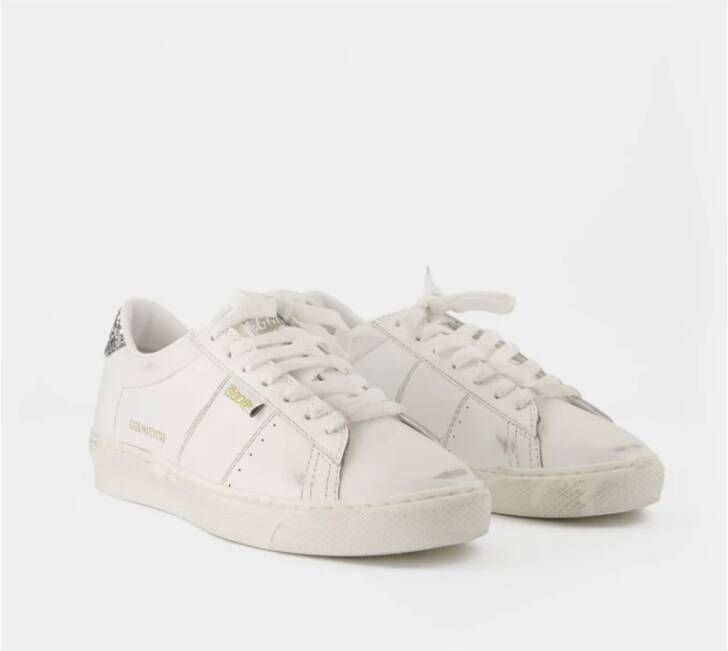 Golden Goose Witte Leren Sneakers met Zilveren Accenten White Dames