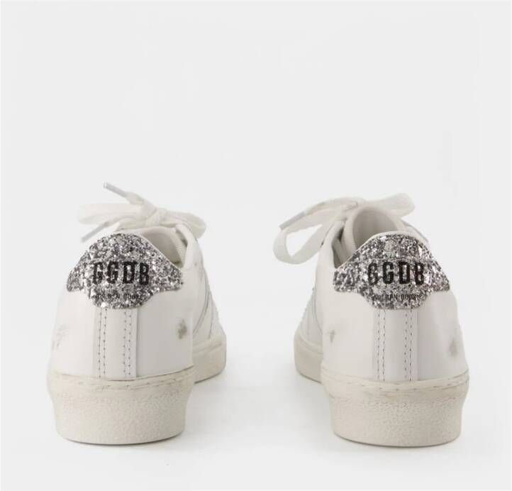 Golden Goose Witte Leren Sneakers met Zilveren Accenten White Dames