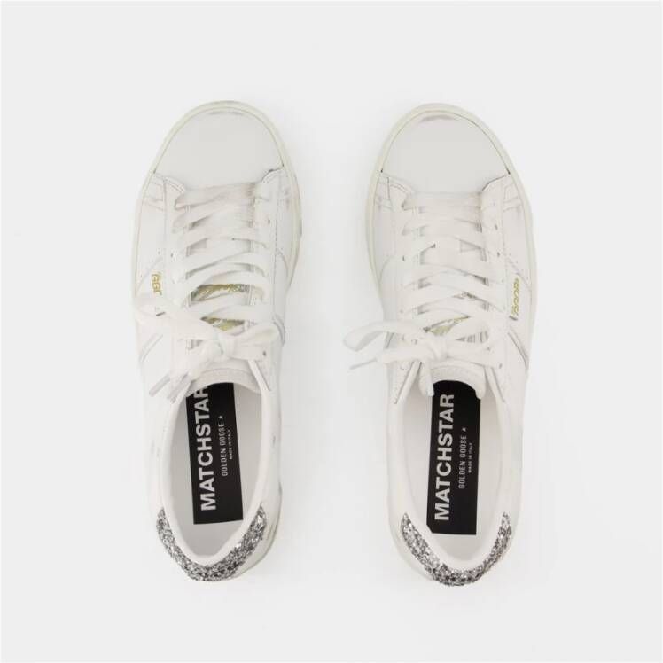 Golden Goose Witte Leren Sneakers met Zilveren Accenten White Dames