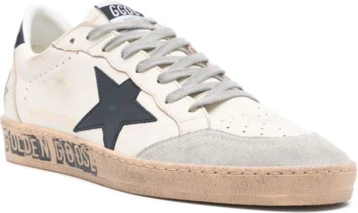 Golden Goose Witte Leren Vetersneakers Beige Heren