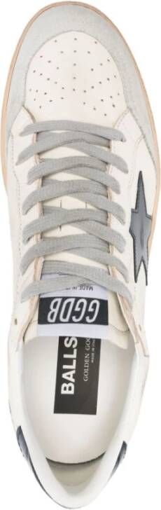 Golden Goose Witte Leren Vetersneakers Beige Heren