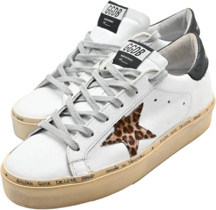 Golden Goose Witte Luipaard en Zwarte Sneakers White Dames