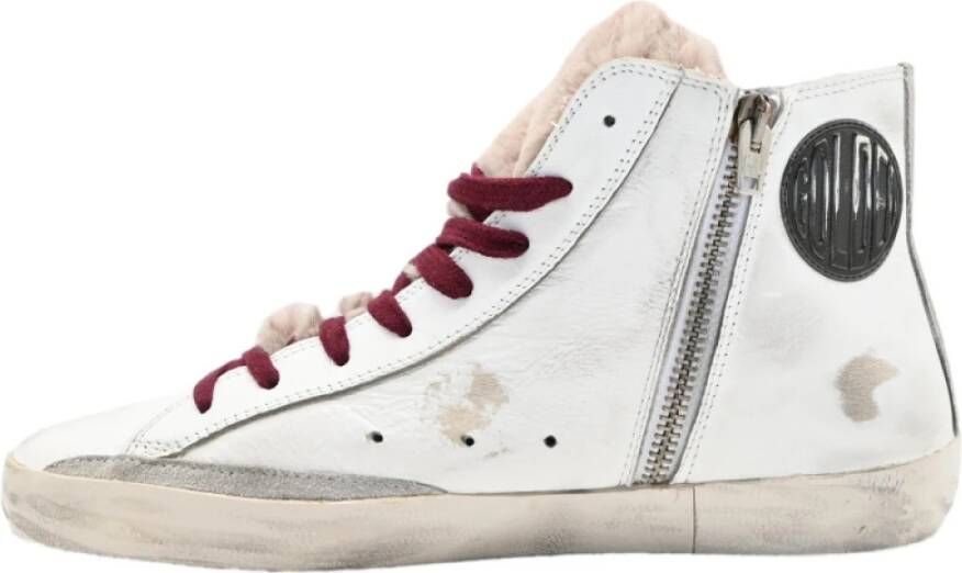 Golden Goose Witte Paarse Ster Shearling Sneakers White Dames