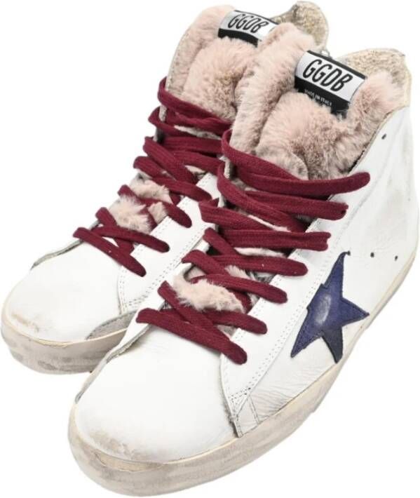 Golden Goose Witte Paarse Ster Shearling Sneakers White Dames