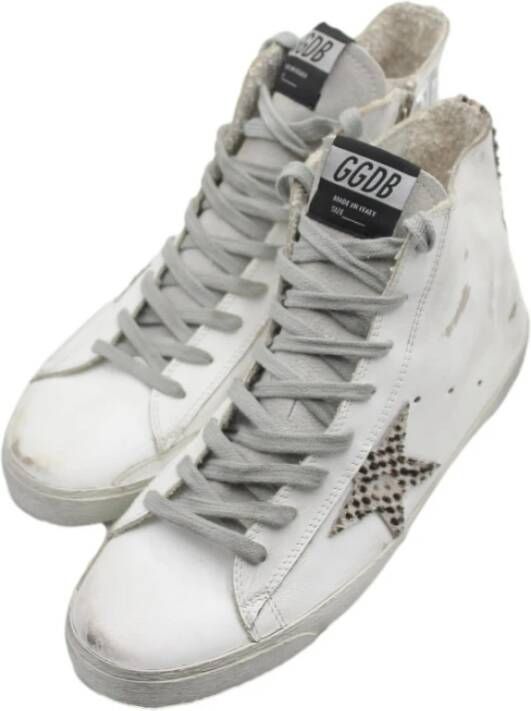 Golden Goose Witte Piton High Top Sneakers Gray Heren