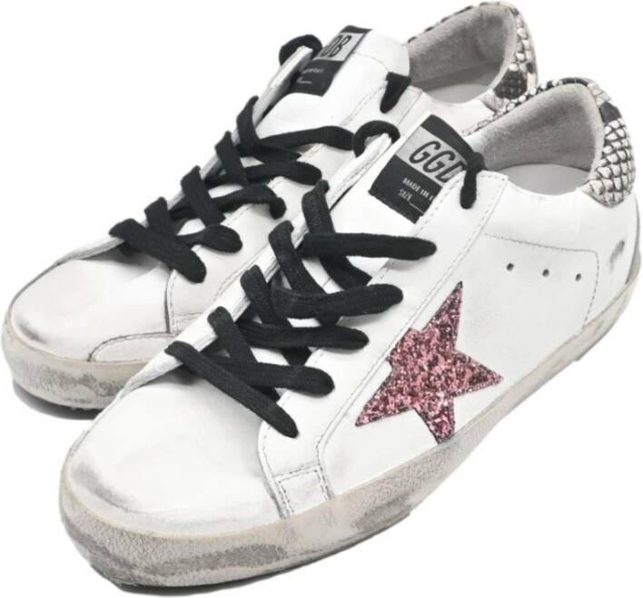 Golden Goose Witte Roze Glitter Ster Sneakers White Dames