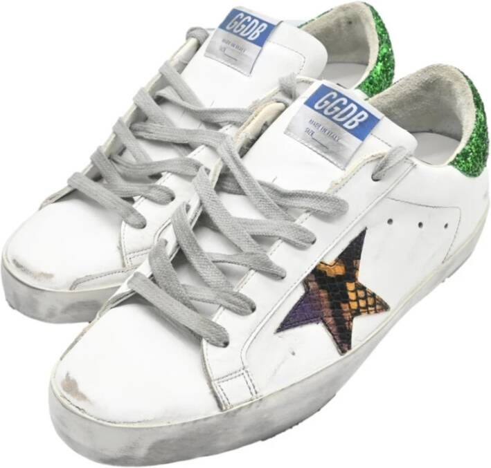 Golden Goose Witte Slang Ster Glitter Sneakers White Dames