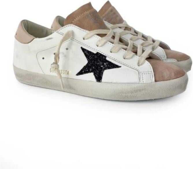 Golden Goose Witte sneakers met bruine accenten White Dames