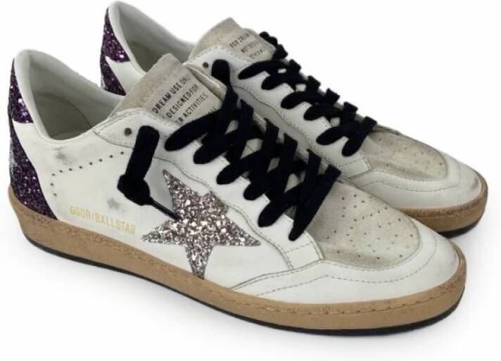 Golden Goose Witte sneakers met glanzende paarse hiel White Dames