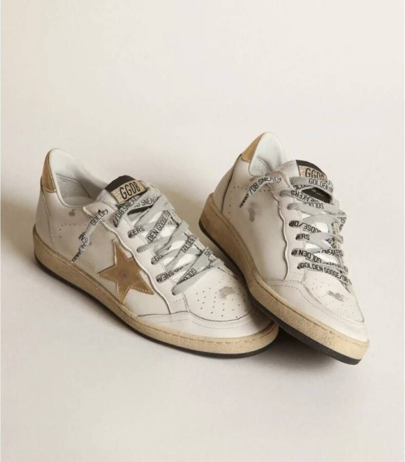 Golden Goose Witte sneakers met gouden sterrenhak White Dames