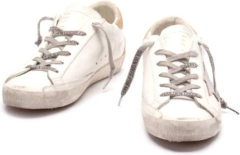 Golden Goose Witte sterrensneakers met verouderde afwerking White Dames