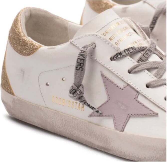 Golden Goose Witte sterrensneakers met verouderde afwerking White Dames