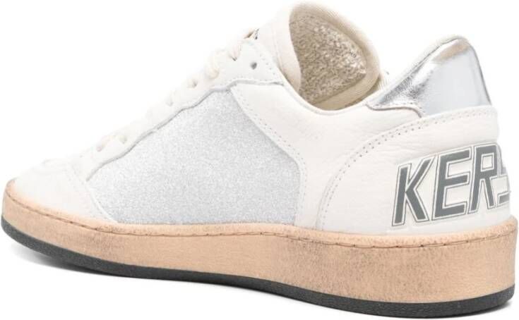 Golden Goose Witte Veterschoenen met Glitterdetails White Dames