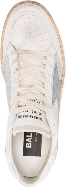 Golden Goose Witte Veterschoenen met Glitterdetails White Dames