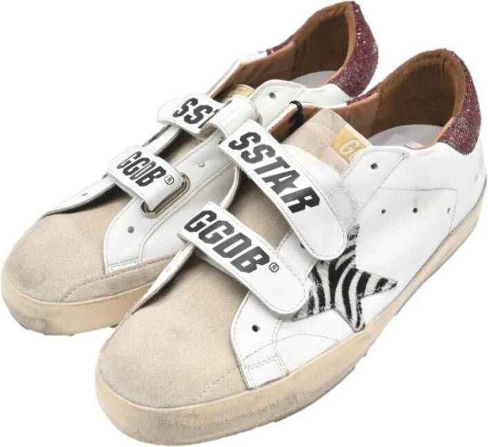 Golden Goose Witte Zebra Ster Bordeaux Sneakers White Dames