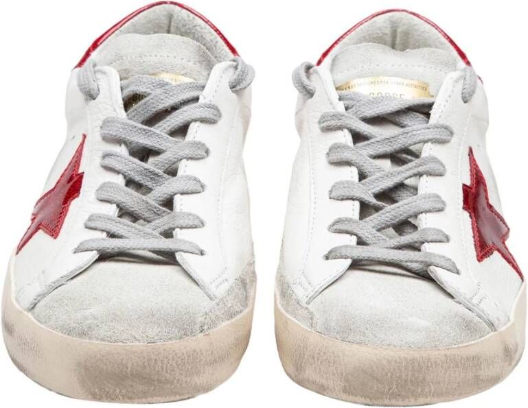 Golden Goose Witte Rode Leren Sneakers Ronde Neus White Dames