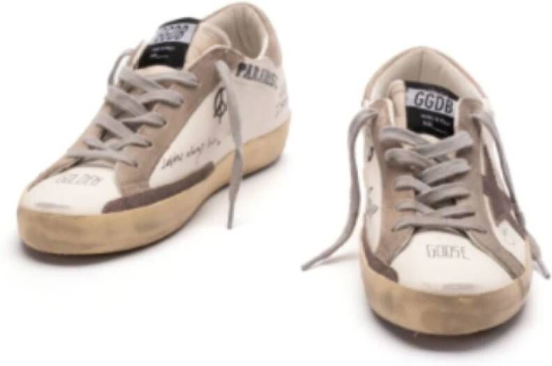 Golden Goose Witte taupe leren sneakers met color-block design White Dames