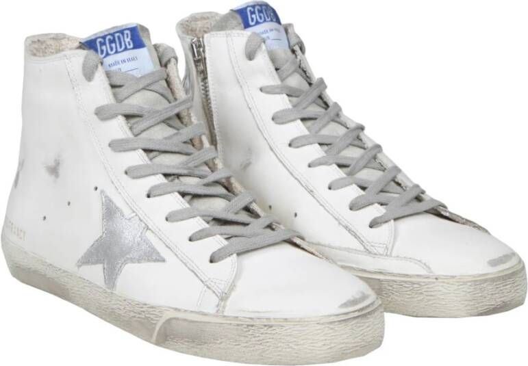 Golden Goose Witte Zilveren Leren Sneakers met Sterren Detail White Heren