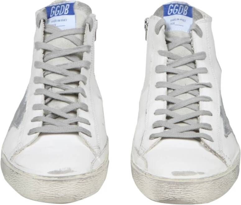 Golden Goose Witte Zilveren Leren Sneakers met Sterren Detail White Heren