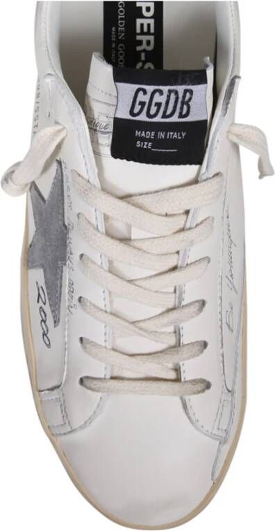 Golden Goose Wit Zilver Super Star Nappa Bovenwerk Suède Handtekening Wit Heren