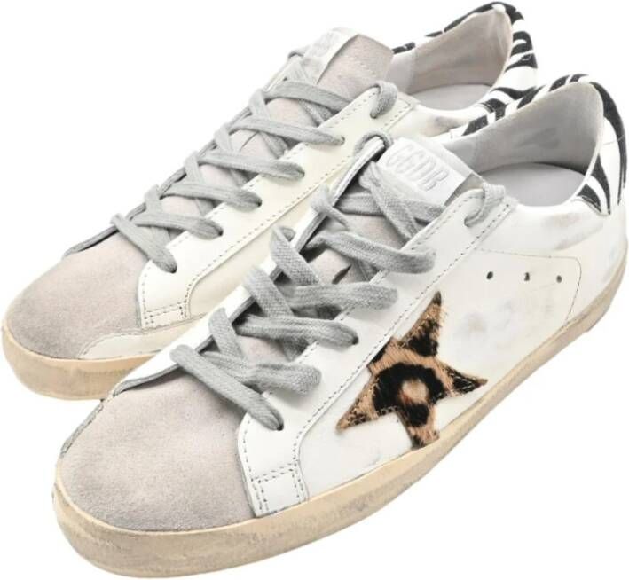 Golden Goose Zebra Leopard Superstar Sneakers White Dames