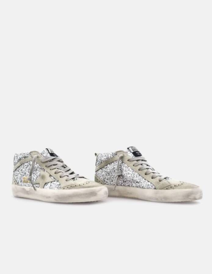 Golden Goose Zilver Glitter Skate Sneakers Mid Star Gray Dames