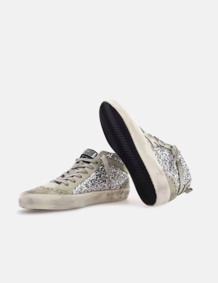 Golden Goose Zilver Glitter Skate Sneakers Mid Star Gray Dames