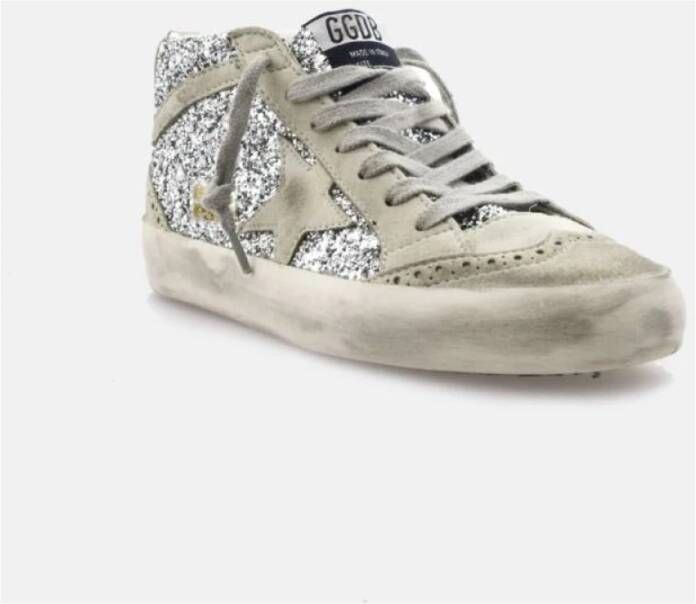 Golden Goose Zilver Glitter Skate Sneakers Mid Star Gray Dames