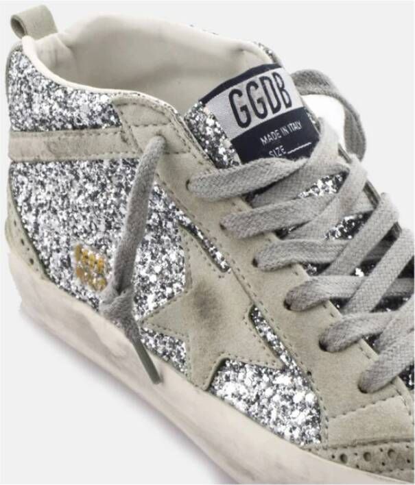 Golden Goose Zilver Glitter Skate Sneakers Mid Star Gray Dames