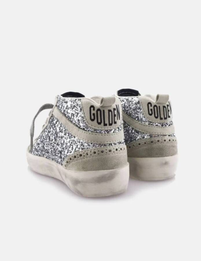 Golden Goose Zilver Glitter Skate Sneakers Mid Star Gray Dames