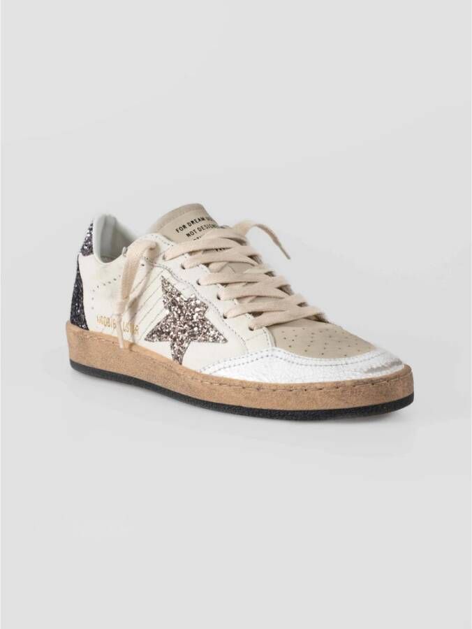 Golden Goose Zilver Glitter Ster Sneakers White Dames