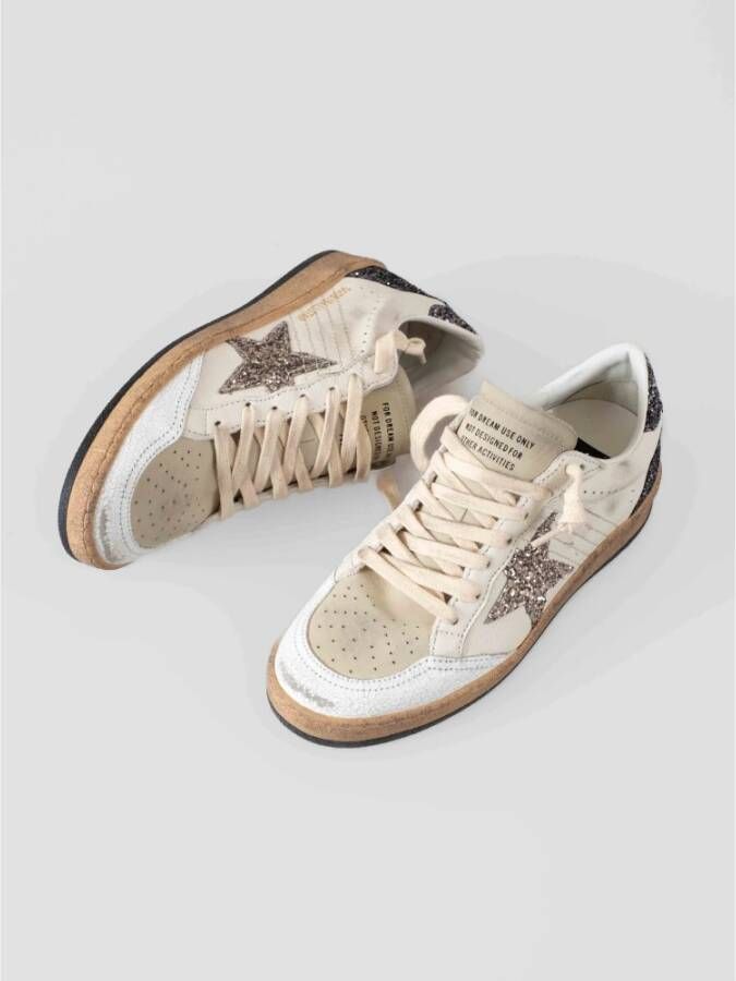 Golden Goose Zilver Glitter Ster Sneakers White Dames